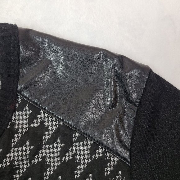 David Pond Houndstooth Black Front Full Zipper Long Sleeved Dress Size 16 - Picture 4 of 9